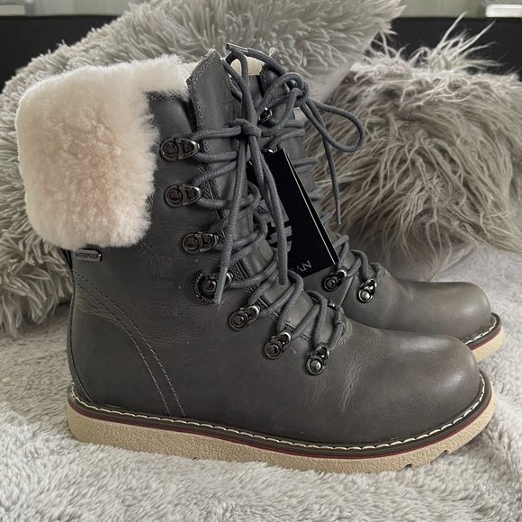 Royal Canadian Cambridge Leather Boots/Waterproof /Fur/-22F/Gray Size:7 - Picture 3 of 12